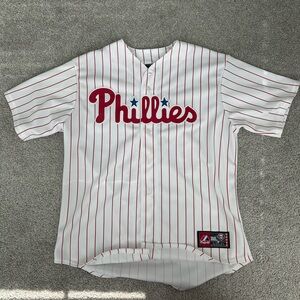 Roy Halliday Phillies Red and White Striped Jersey